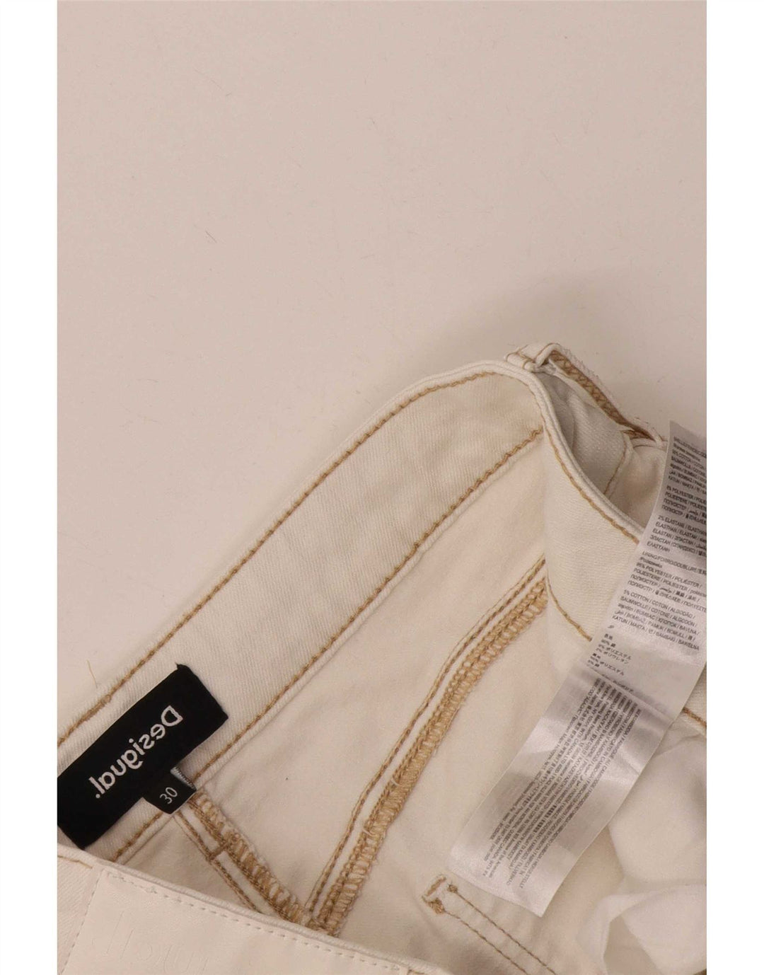 Jeans corti da donna Desigual W30 L25 cotone bianco