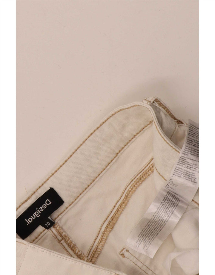 Jeans corti da donna Desigual W30 L25 cotone bianco