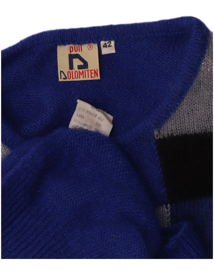 Maglione da donna con scollo a barchetta Dolomiten IT 42 Mohair a quadri blu medio