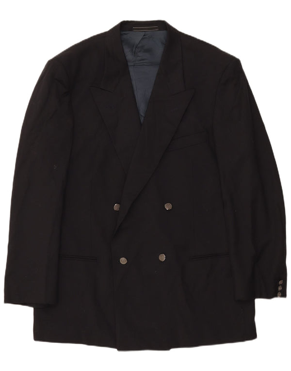 Giacca blazer doppiopetto vintage da uomo IT 54 2XL lana nera