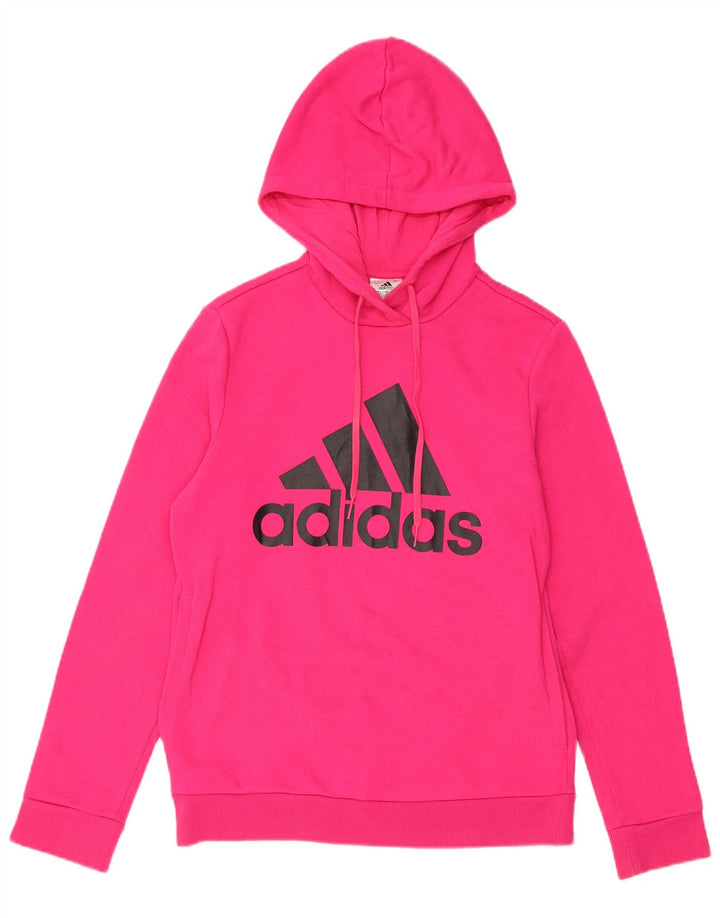 Maglione con cappuccio grafico da donna ADIDAS UK 8/10 piccolo cotone rosa