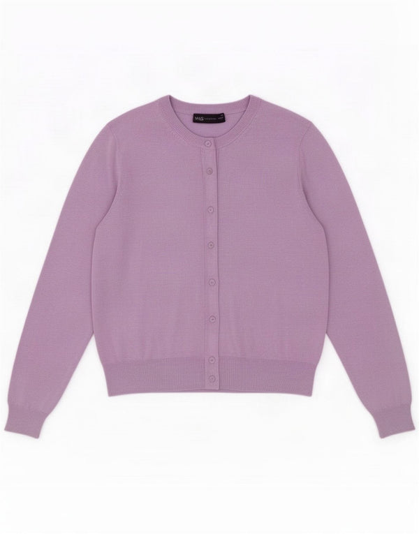 Marks & Spencer maglione cardigan da donna UK 16 grande viola in viscosa