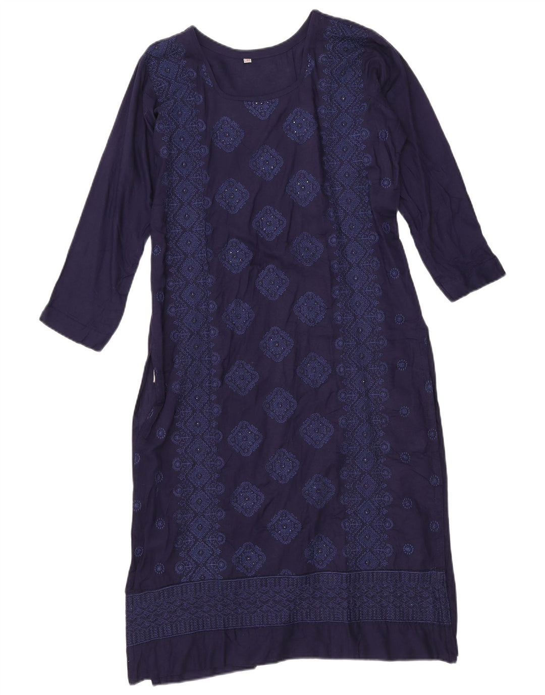 Abito a trapezio vintage da donna EU 38 medio blu navy geometrico