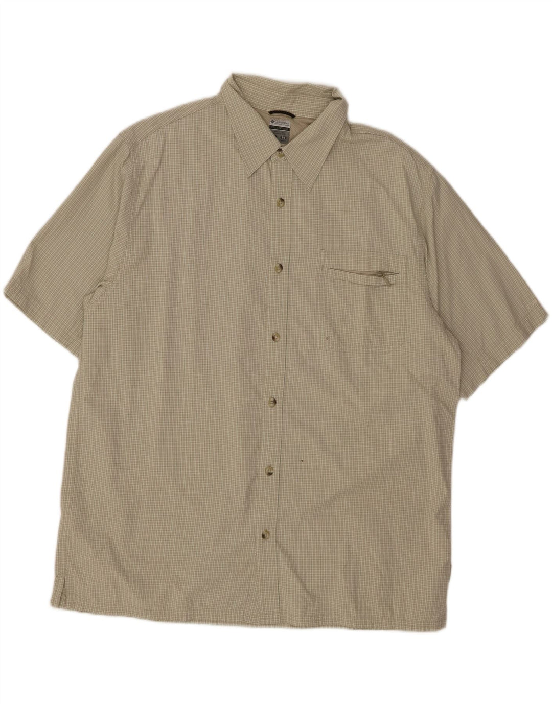 COLUMBIA Camicia a maniche corte in titanio da uomo XL Nylon verde a quadri