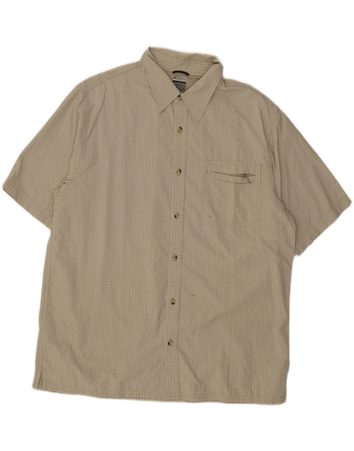 COLUMBIA Camicia a maniche corte in titanio da uomo XL Nylon verde a quadri