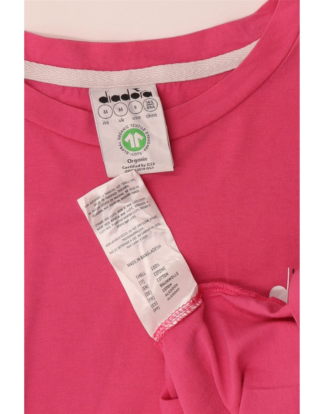 DIADORA T-shirt da donna Top UK 14 cotone a righe rosa medio