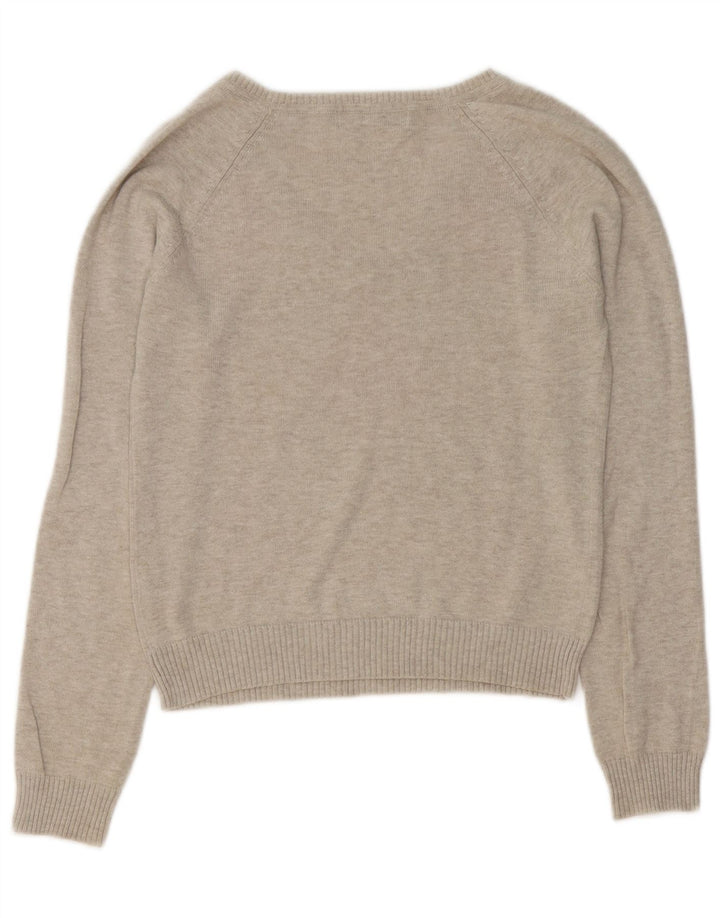 Maglione corto con scollo a V da donna Zara UK 12 Grigio medio Argyle/Diamante