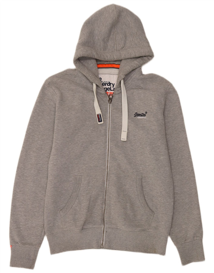 Maglione con cappuccio e zip da uomo Superdry, cotone chiazzato grigio grande