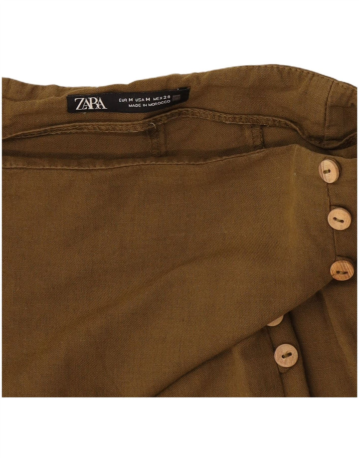 Gonna midi a vita alta da donna Zara media W28 kaki