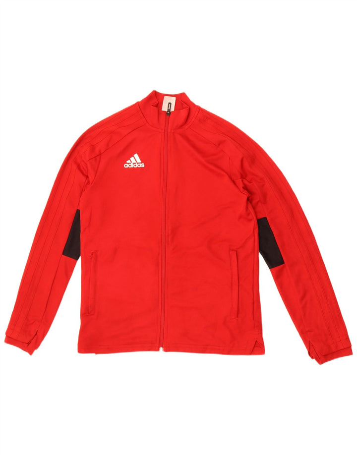 Giacca da tuta da ragazzo Adidas 13-14 anni in poliestere color block rosso