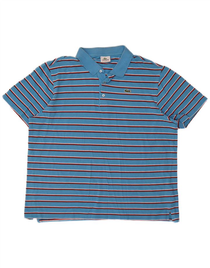 Polo da uomo Lacoste taglia 8 3XL cotone a righe blu