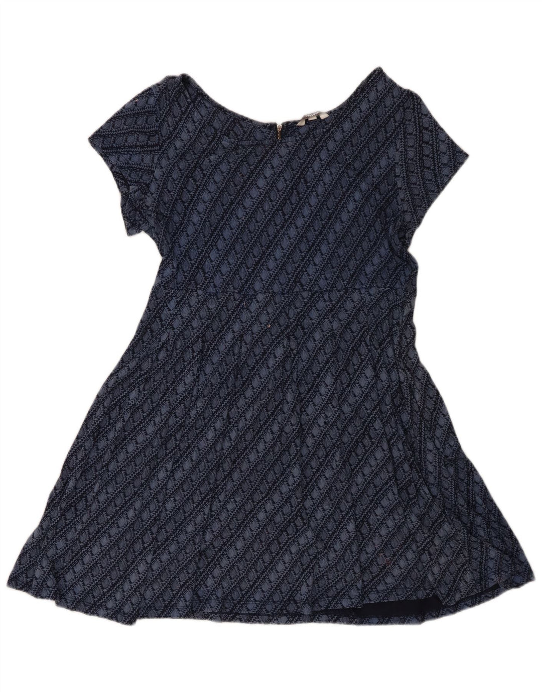 FAT FACE Womens A-Line Dress UK 14 Medium Navy Blue Geometric Viscose