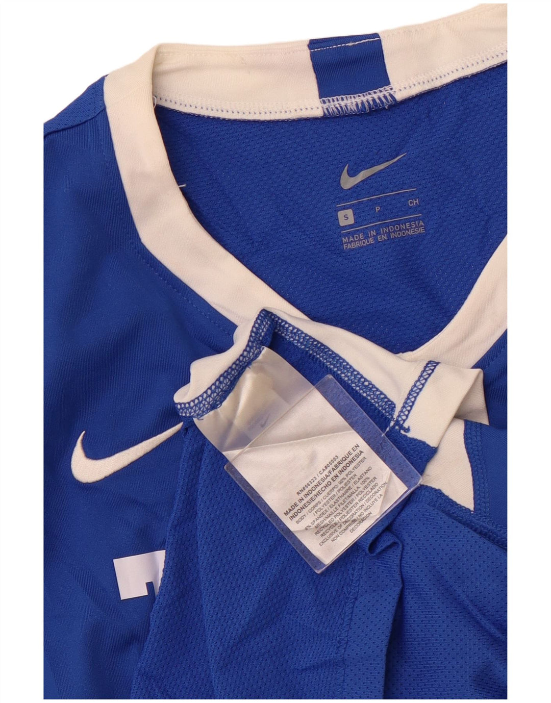 NIKE T-shirt grafica da donna Top UK 10 Small Blu Colourblock Poliestere