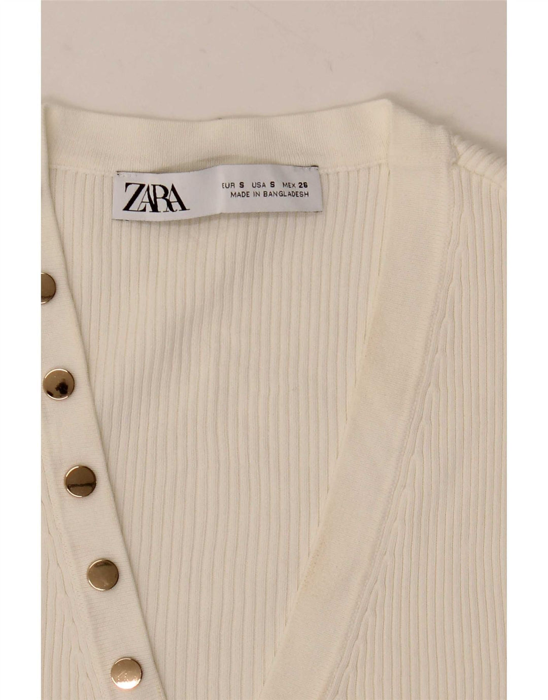 Top corto senza maniche da donna Zara UK 10 Small bianco