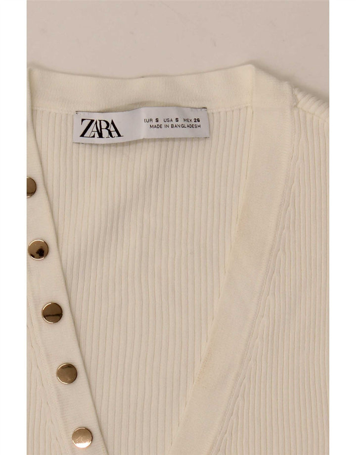 Top corto senza maniche da donna Zara UK 10 Small bianco