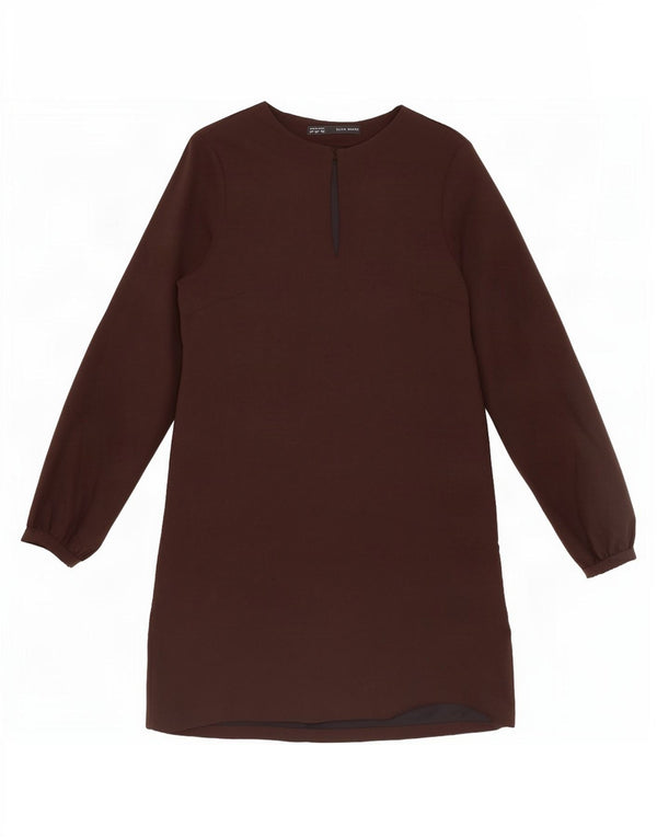 Abito a trapezio a maniche lunghe da donna Zara UK 14 medio nero