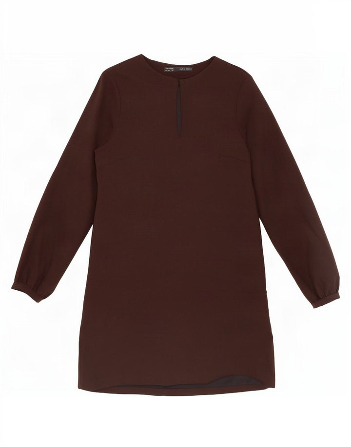 Abito a trapezio a maniche lunghe da donna Zara UK 14 medio nero