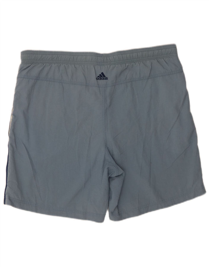Pantaloncini da bagno grafici da uomo Adidas in poliammide color block blu medio