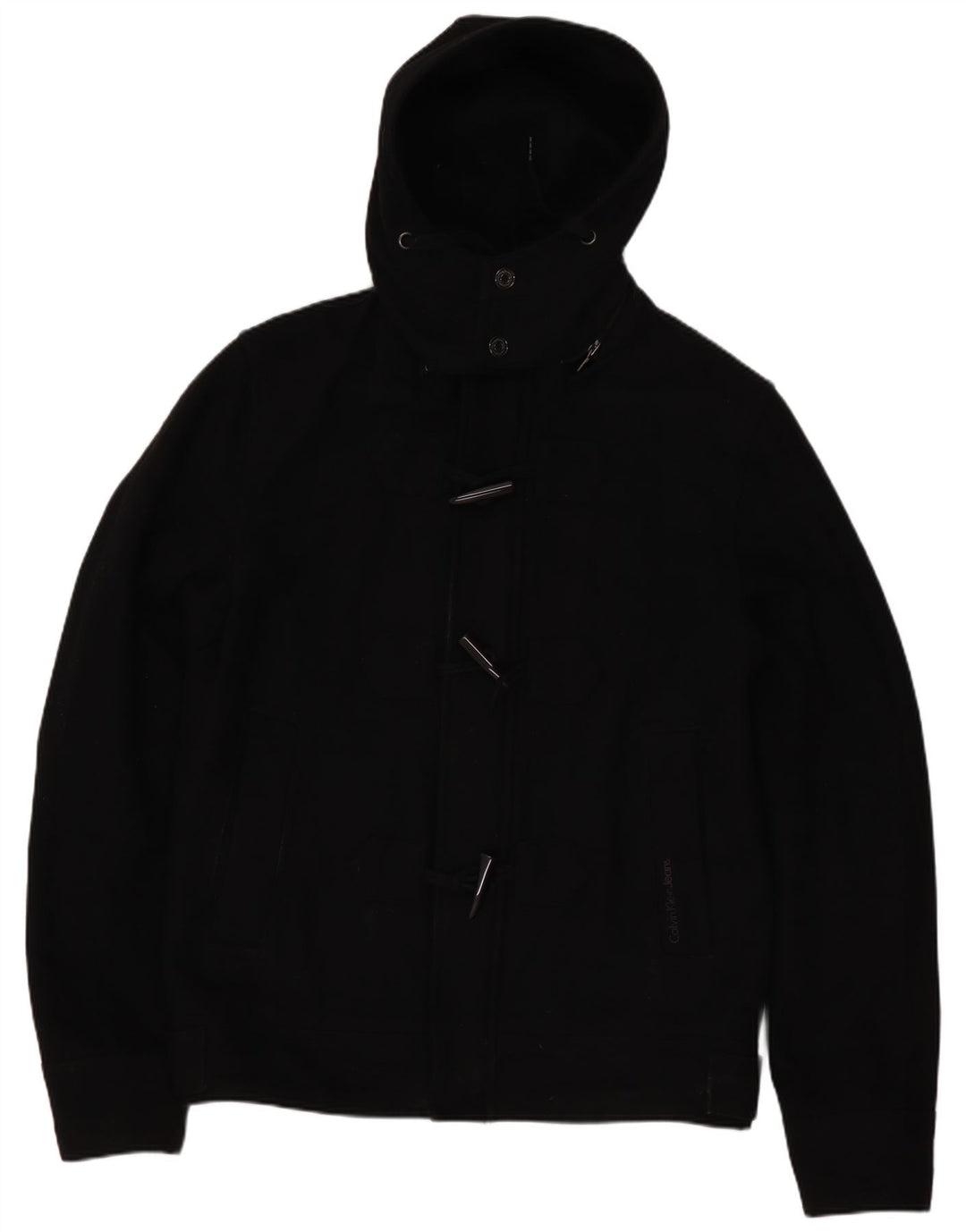 CALVIN KLEIN JEANS Giubbotto bomber con cappuccio da uomo UK 38 Lana nera media