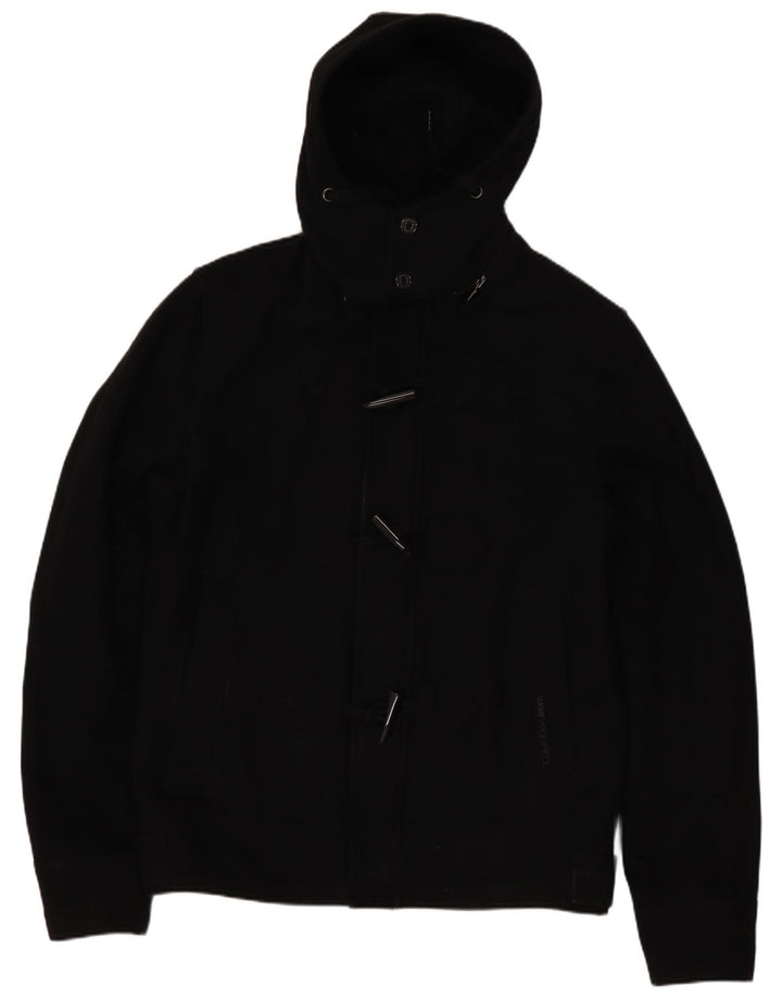 CALVIN KLEIN JEANS Giubbotto bomber con cappuccio da uomo UK 38 Lana nera media