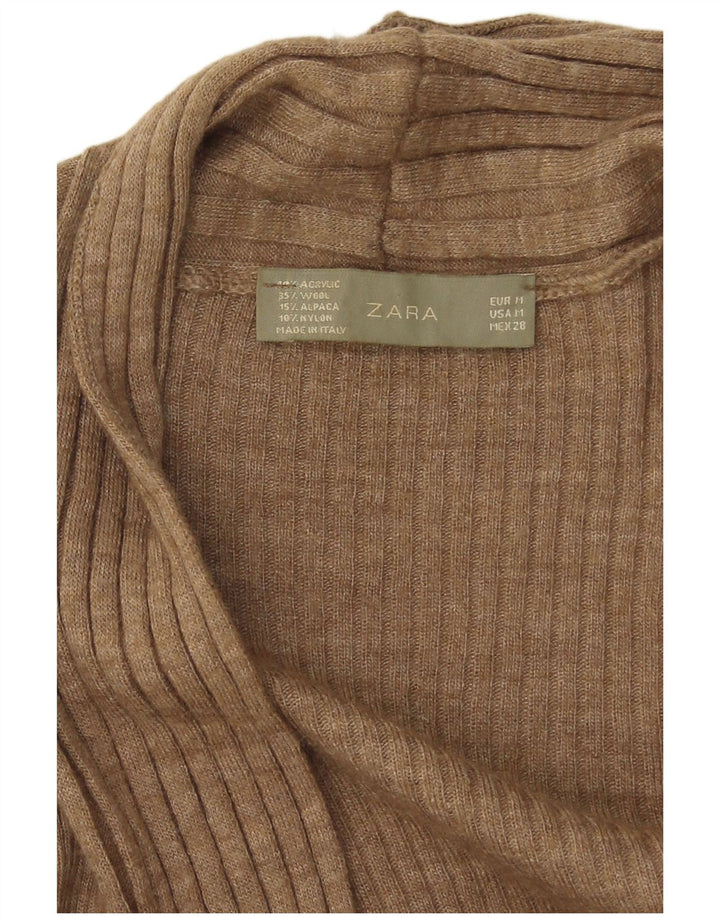 Maglione cardigan aperto asimmetrico da donna Zara UK 12 Beige medio