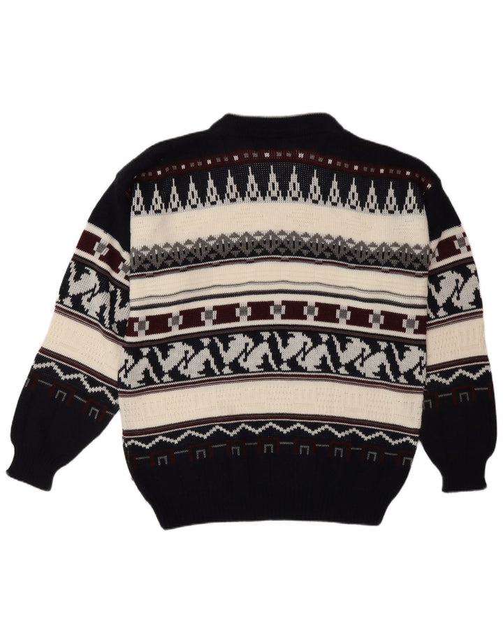 Maglione girocollo da uomo VINTAGE grande Fair Isle multicolore