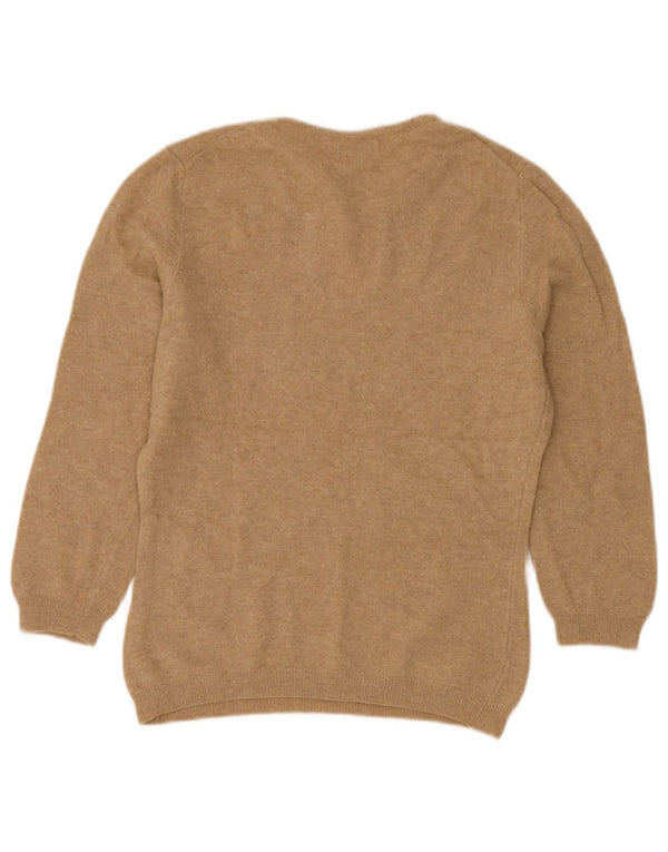 BENETTON Maglione da donna con scollo a barchetta UK 12 Lana nuova beige medio