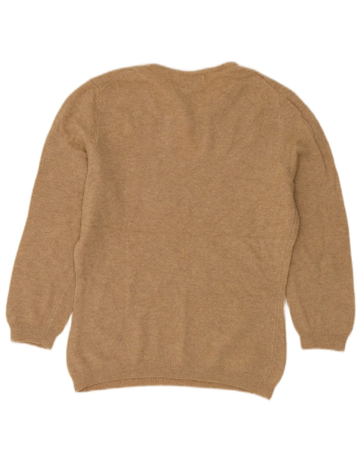 BENETTON Maglione da donna con scollo a barchetta UK 12 Lana nuova beige medio