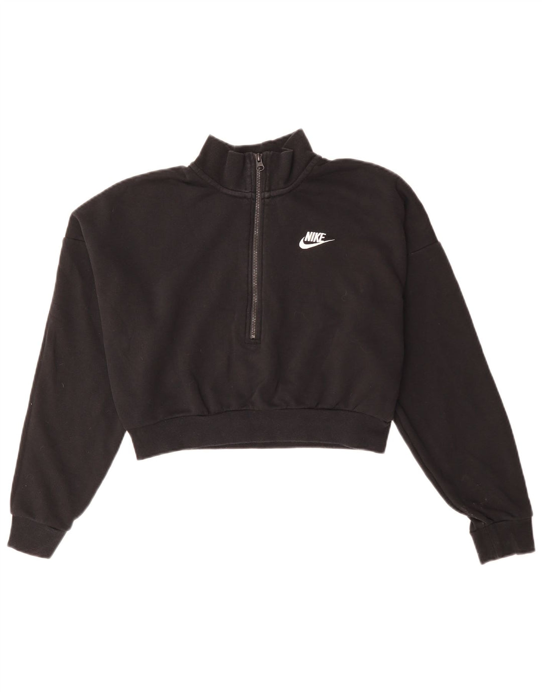 Felpa Nike da donna oversize con collo corto e zip, maglione UK 10 piccola nera