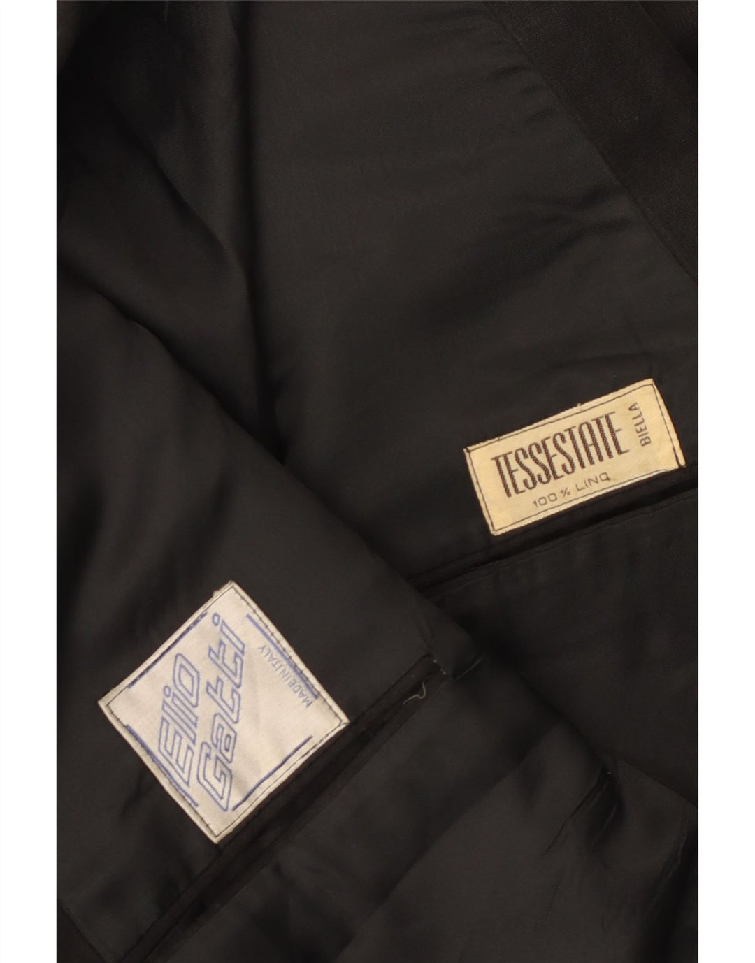 Giacca blazer doppiopetto vintage da uomo UK 38 lino medio nero