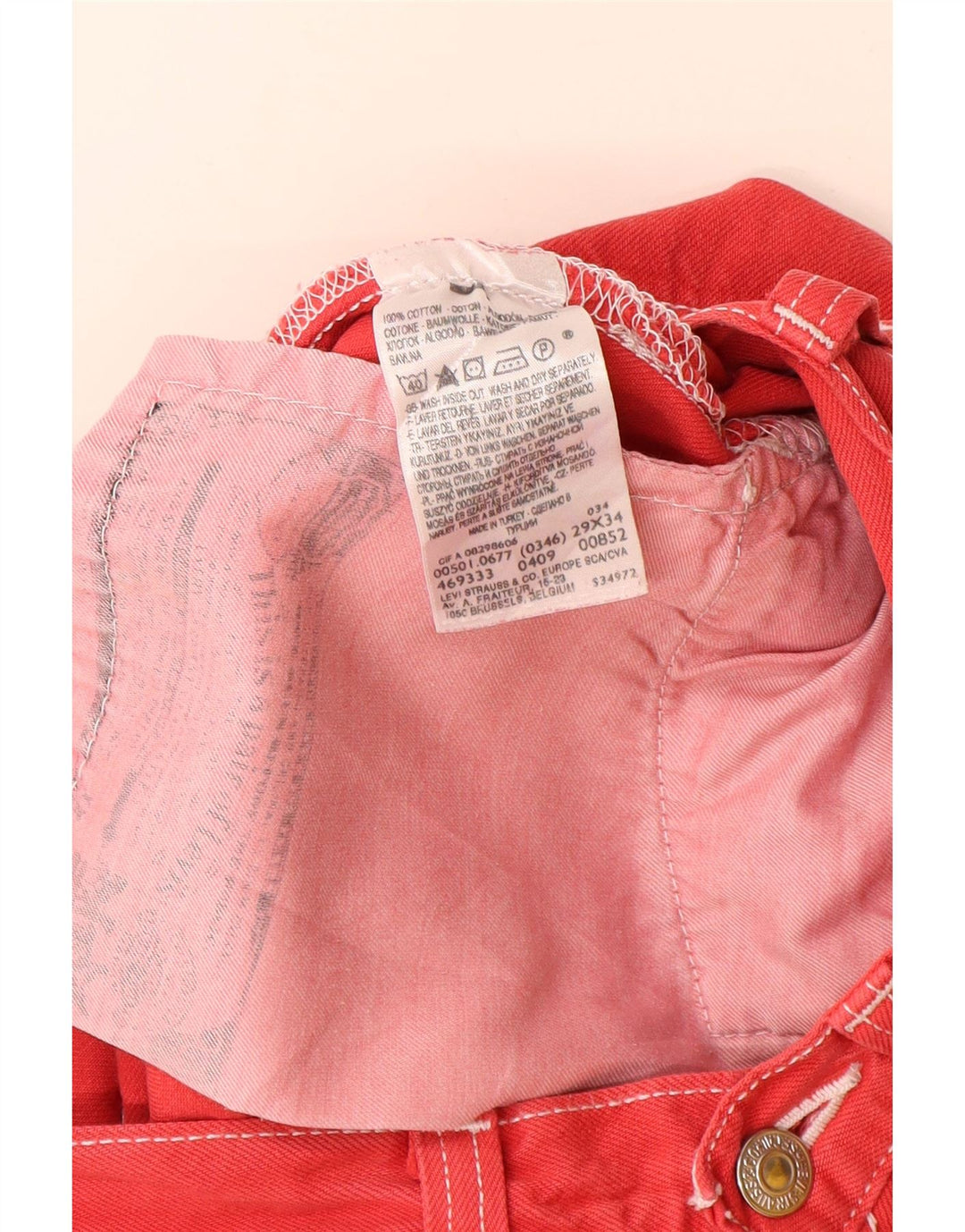 Jeans dritti Levi's 501 da donna W29 L32 in cotone rosso