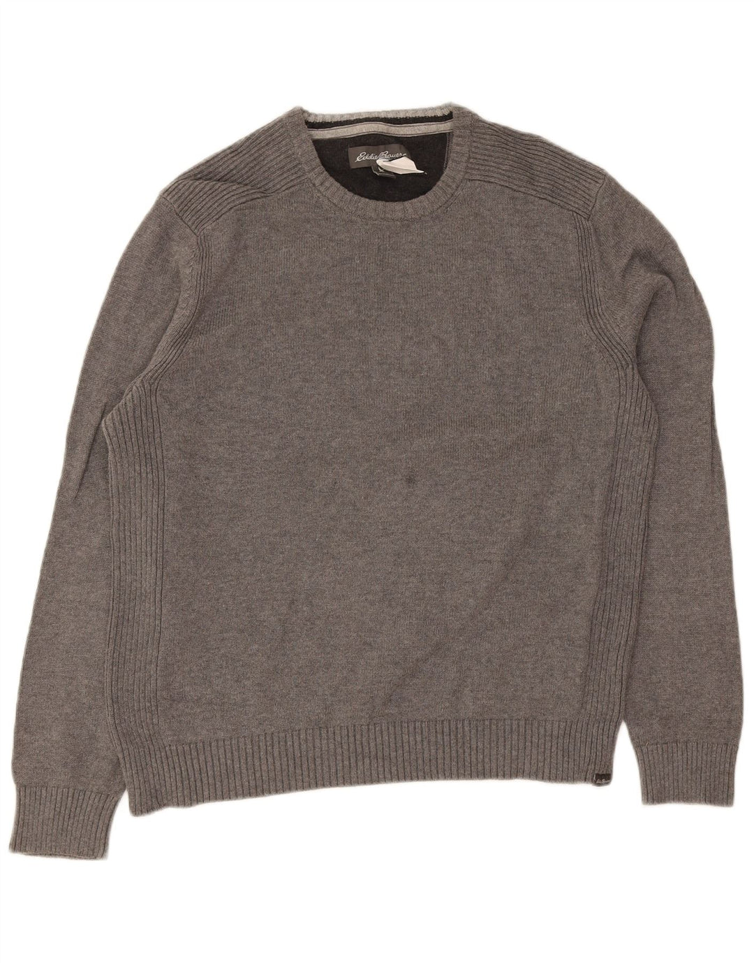 Maglione maglione girocollo da uomo Eddie Bauer grande cotone grigio