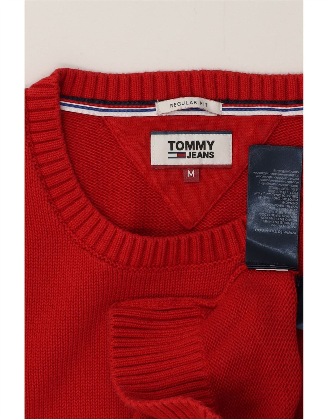 TOMMY HILFIGER Maglione da uomo girocollo vestibilità regolare cotone rosso medio