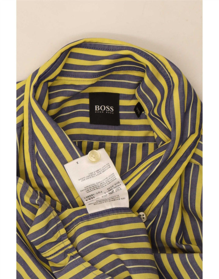 Camicia da uomo Hugo Boss 2XL cotone a righe gialle