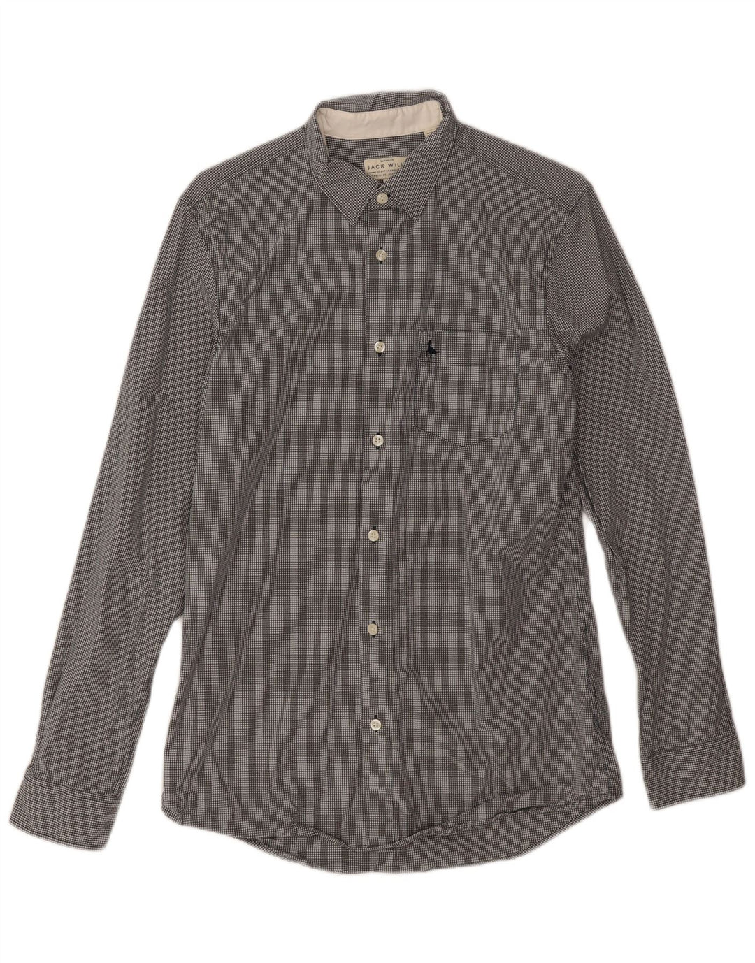 Camicia da uomo Classic Fit Jack Wills piccola in cotone a quadretti nero