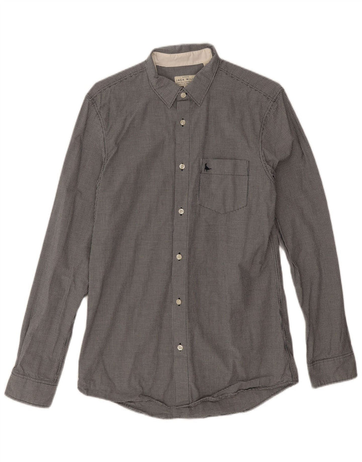 Camicia da uomo Classic Fit Jack Wills piccola in cotone a quadretti nero