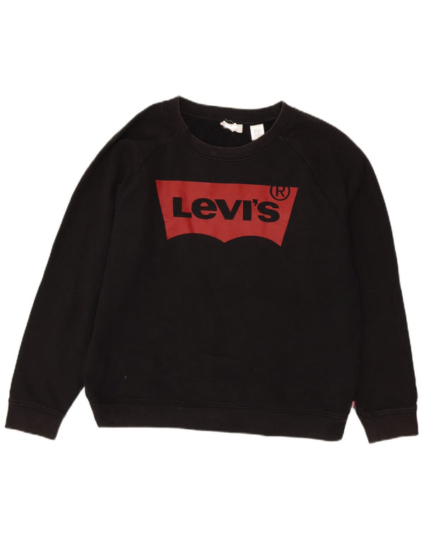 Felpa grafica da donna Levi's UK 16 grande cotone nero