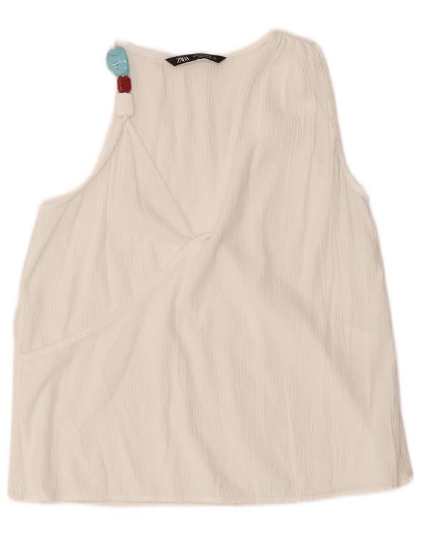 Camicetta senza maniche da donna Zara UK 10 piccola viscosa bianca