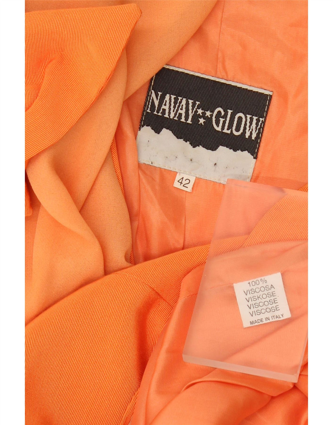 VINTAGE Womens 3 Button Blazer Jacket IT 42 Medium Orange Viscose Vintage Vintage and Second-Hand Vintage from Messina Hembry 