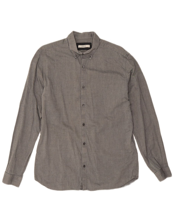 Camicia premium da uomo Jack & Jones taglia 42 grande cotone gessato grigio
