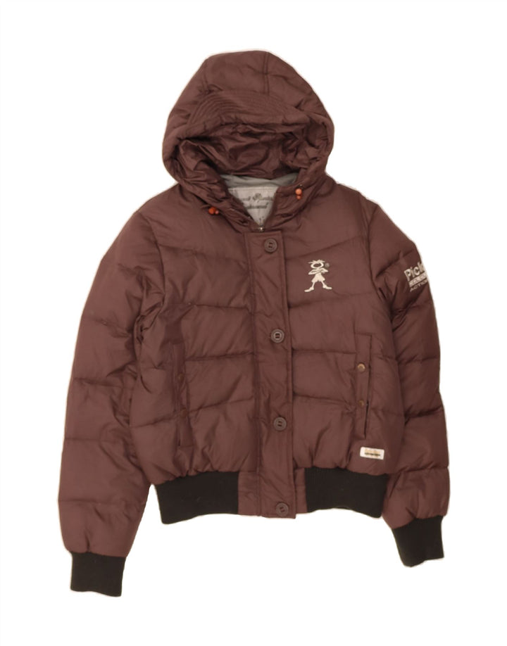 PICKWICK Womens Hooded Padded Jacket UK 16 Large Maroon Polyester Vintage Pickwick and Second-Hand Pickwick from Messina Hembry 