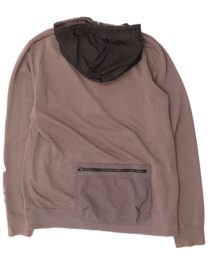 NIKE Felpa con cappuccio e zip con collo grafico e zip da uomo, grande, color grigio