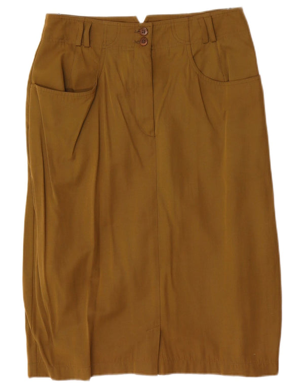 Gonna a tubino vintage da donna EU 38 media W28 poliestere kaki