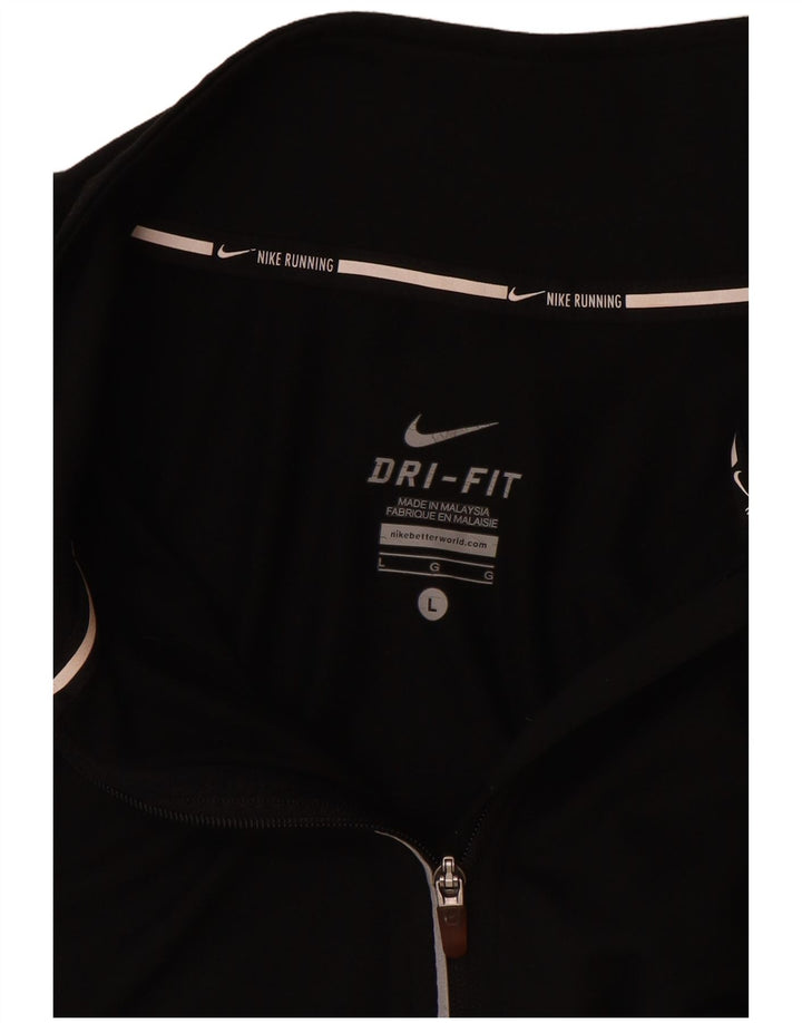 Maglia da tuta pullover con zip e collo Nike Dri Fit da donna UK 16 grande nera