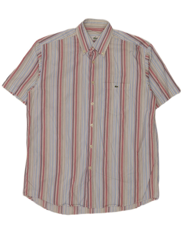 Camicia a maniche corte da uomo Lacoste taglia 39 cotone a righe multicolore medio