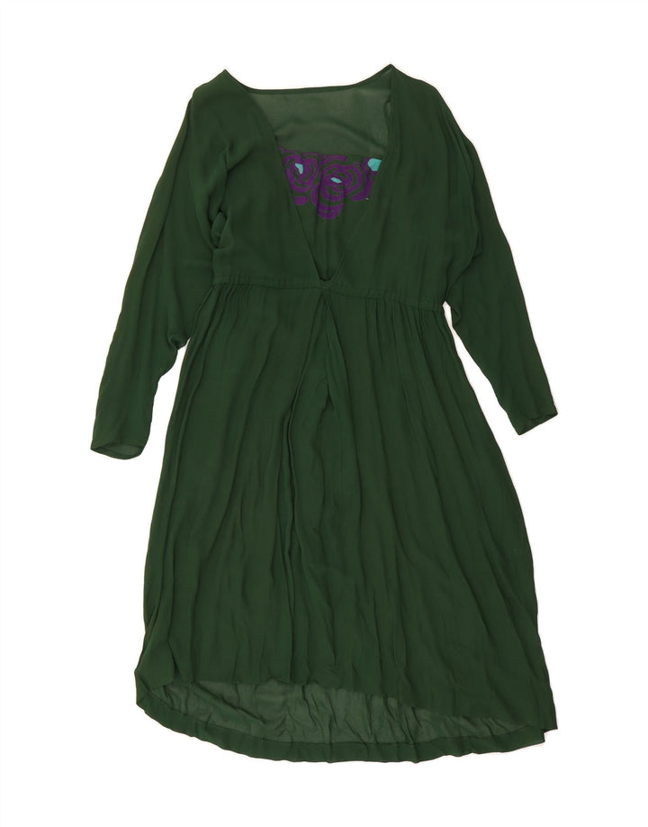 VINTAGE Womens Long Sleeve Maxi Dress UK 12 Medium Green Vintage Vintage and Second-Hand Vintage from Messina Hembry 