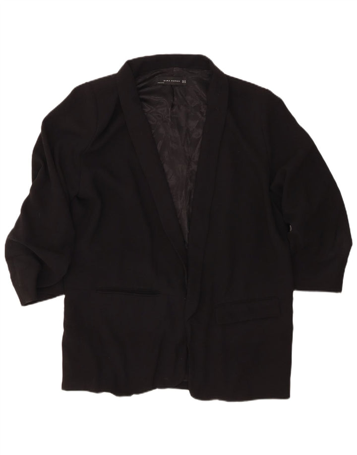 Giacca Blazer Aperta da Donna con Maniche a 3/4 ZARA UK 18 XL Nera