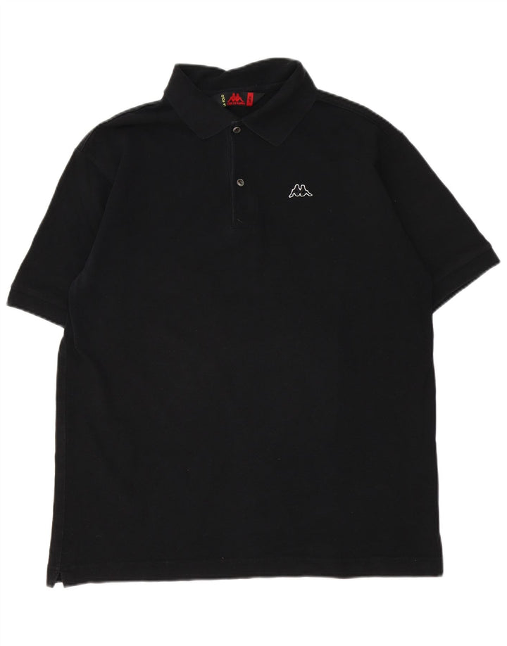 Polo Kappa Uomo Large Nera In Cotone