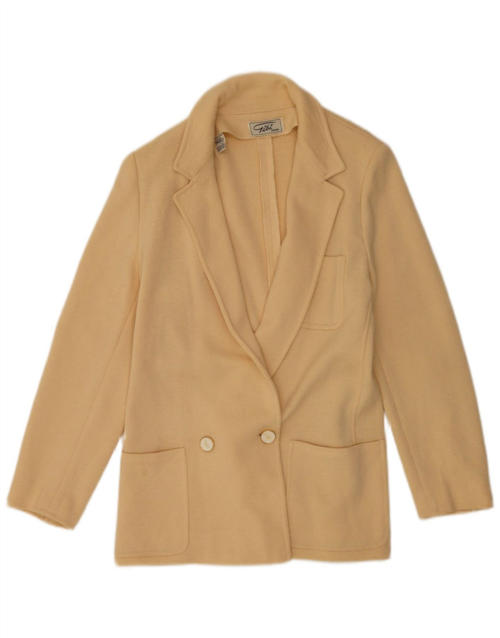 Giacca blazer doppiopetto in maglia da donna Gibi IT 44 Lana beige medio