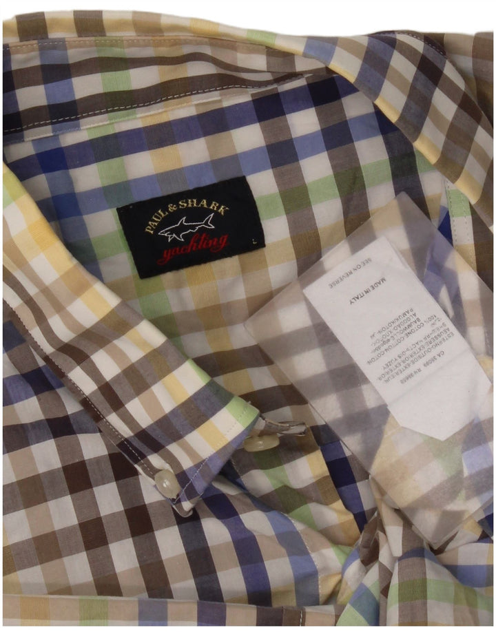 Paul & Shark Camicia a maniche corte da uomo di grandi dimensioni in cotone a quadri multicolore
